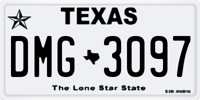 TX license plate DMG3097