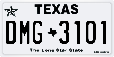 TX license plate DMG3101