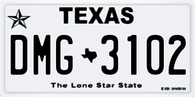 TX license plate DMG3102