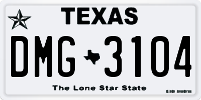 TX license plate DMG3104