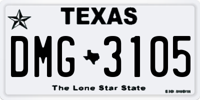 TX license plate DMG3105