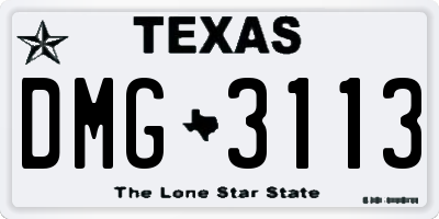 TX license plate DMG3113