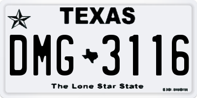 TX license plate DMG3116