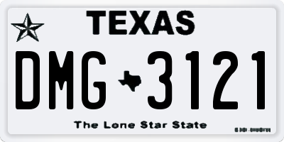 TX license plate DMG3121
