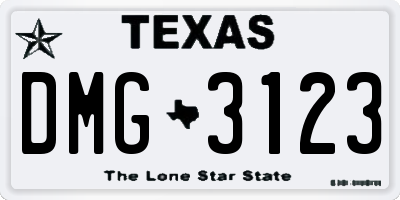 TX license plate DMG3123