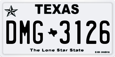 TX license plate DMG3126