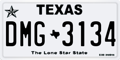 TX license plate DMG3134