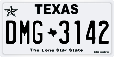 TX license plate DMG3142