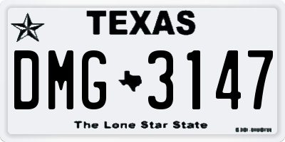 TX license plate DMG3147