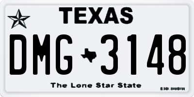 TX license plate DMG3148