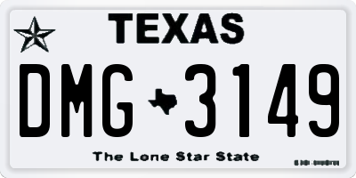 TX license plate DMG3149