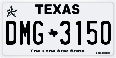 TX license plate DMG3150