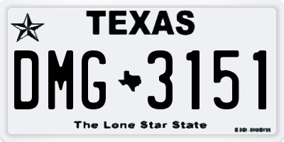 TX license plate DMG3151