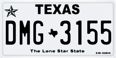 TX license plate DMG3155