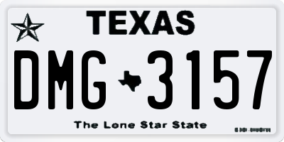 TX license plate DMG3157