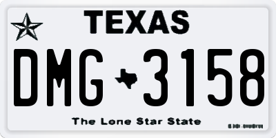 TX license plate DMG3158