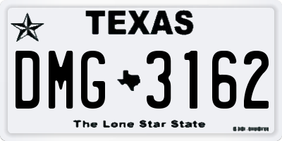 TX license plate DMG3162