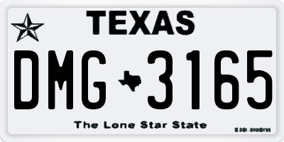TX license plate DMG3165