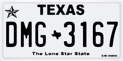 TX license plate DMG3167
