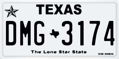 TX license plate DMG3174