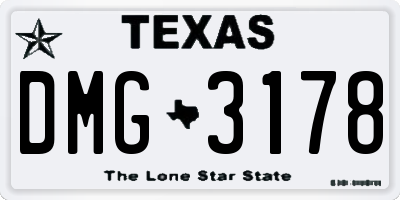 TX license plate DMG3178