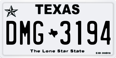 TX license plate DMG3194
