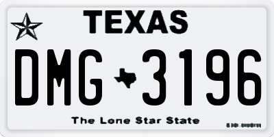 TX license plate DMG3196