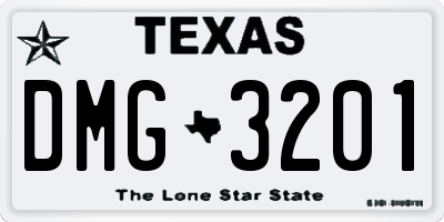 TX license plate DMG3201