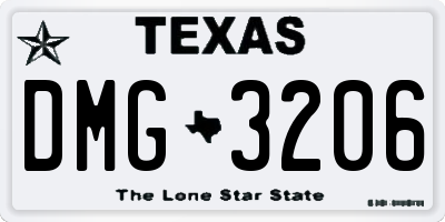 TX license plate DMG3206