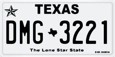 TX license plate DMG3221