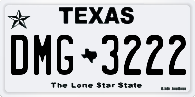 TX license plate DMG3222