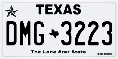 TX license plate DMG3223