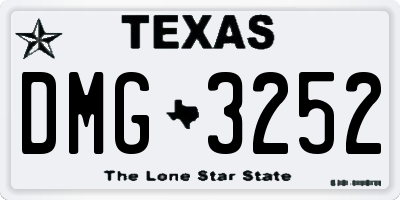 TX license plate DMG3252