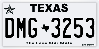TX license plate DMG3253