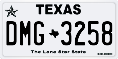 TX license plate DMG3258