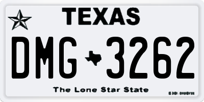 TX license plate DMG3262