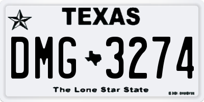 TX license plate DMG3274