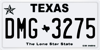 TX license plate DMG3275