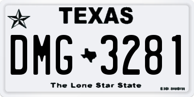 TX license plate DMG3281