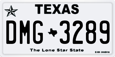 TX license plate DMG3289