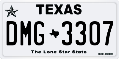 TX license plate DMG3307
