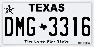 TX license plate DMG3316