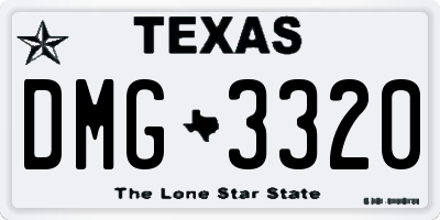 TX license plate DMG3320