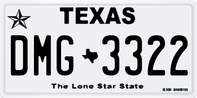 TX license plate DMG3322