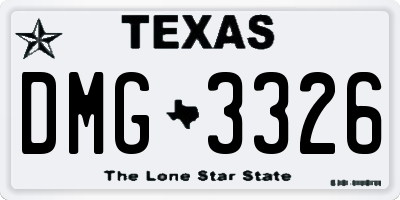 TX license plate DMG3326