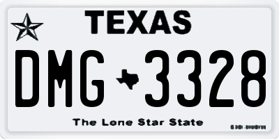 TX license plate DMG3328