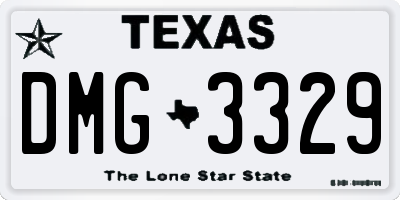 TX license plate DMG3329