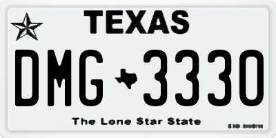 TX license plate DMG3330