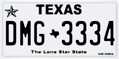TX license plate DMG3334