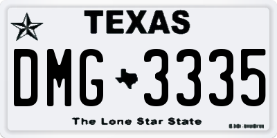 TX license plate DMG3335